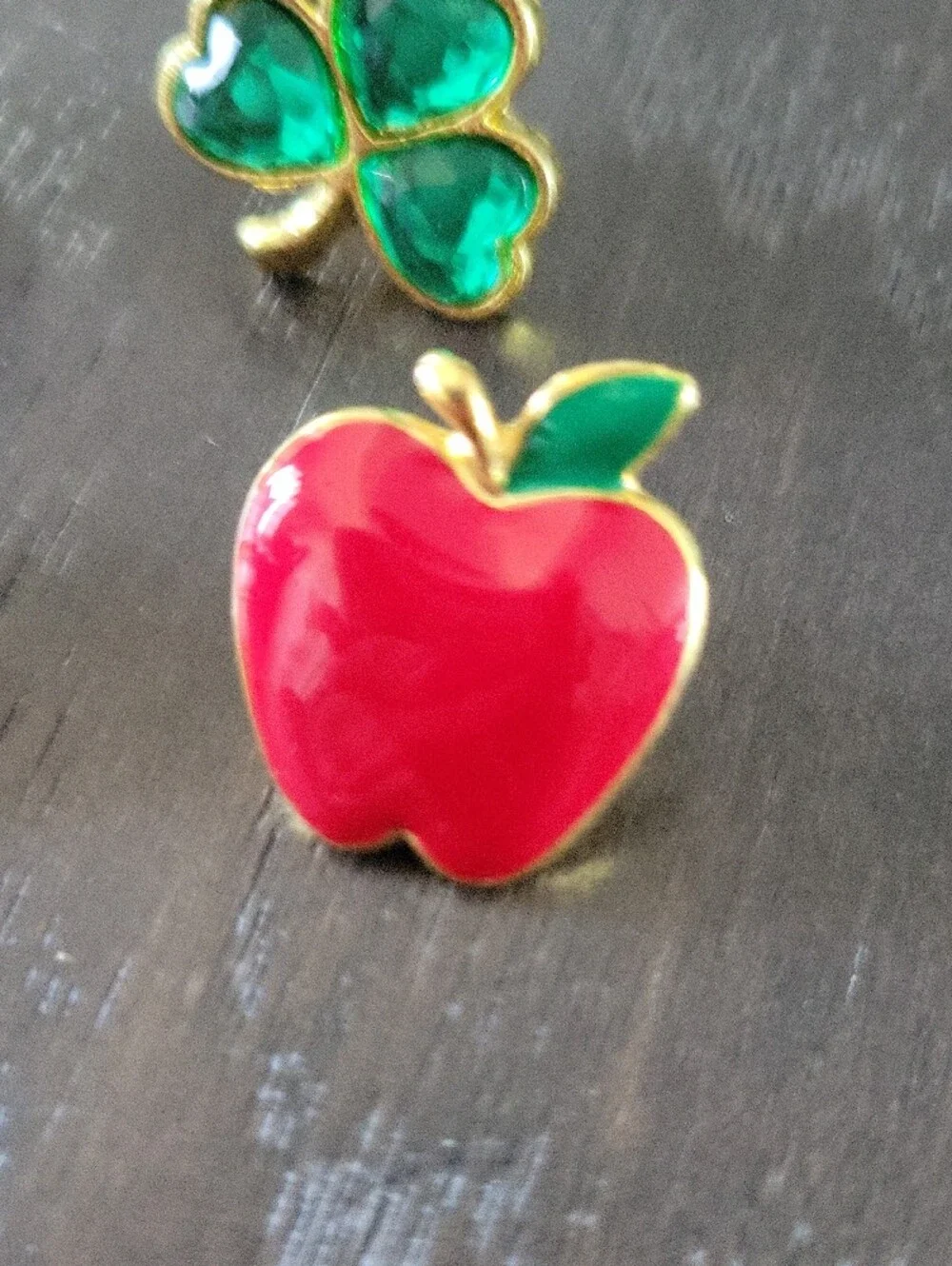 Assorted Enamel Pin Lot - Red Apple, American Flag, Clover & Berry